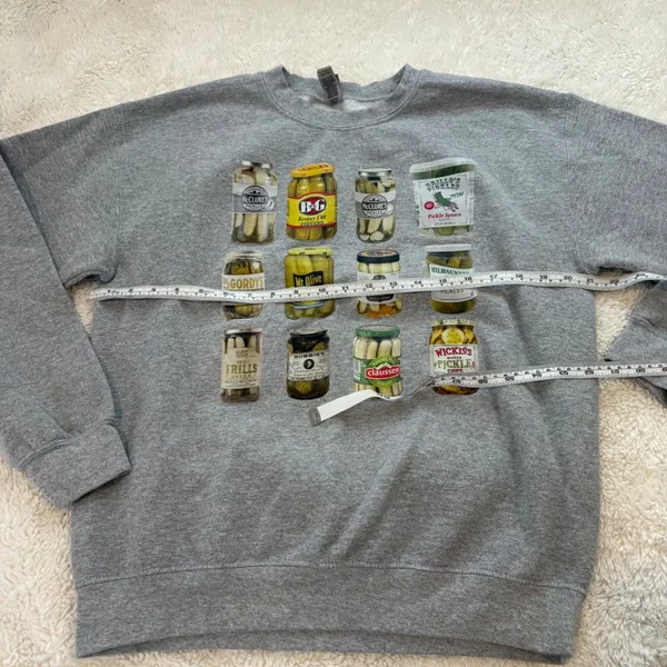 Unisex Pickle Jar Sweatshirt Crewneck Graphic Gray M Minimialist Fun Soft Goofy - Image 4