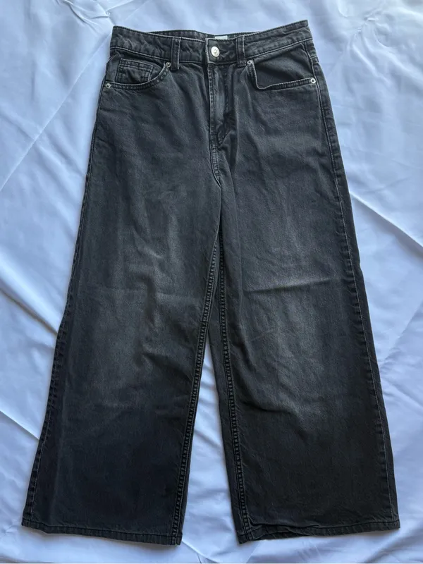 Divided by H&M Wide Leg Black Denim Jeans Size 0 - Image 3
