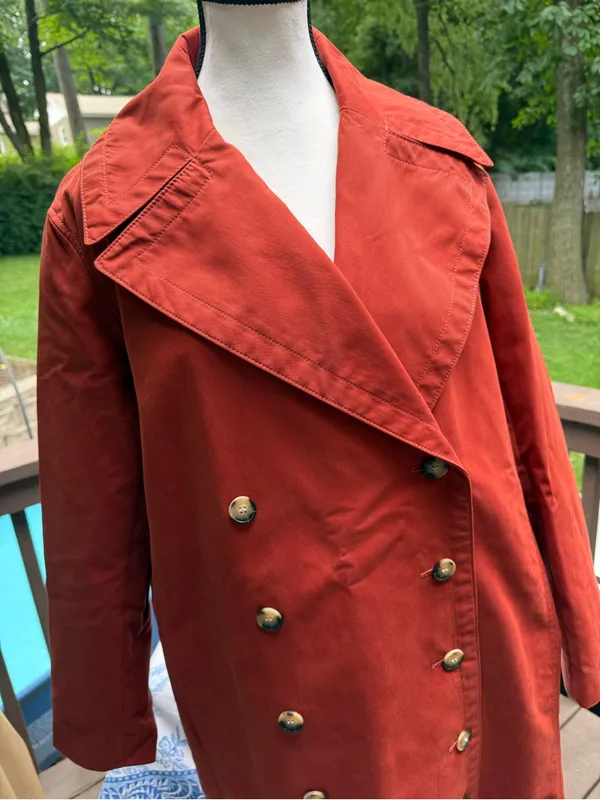 Club Monaco Ohdette Brick Red Long Trench Coat Women’s M Medium MSRP $329 - Image 3