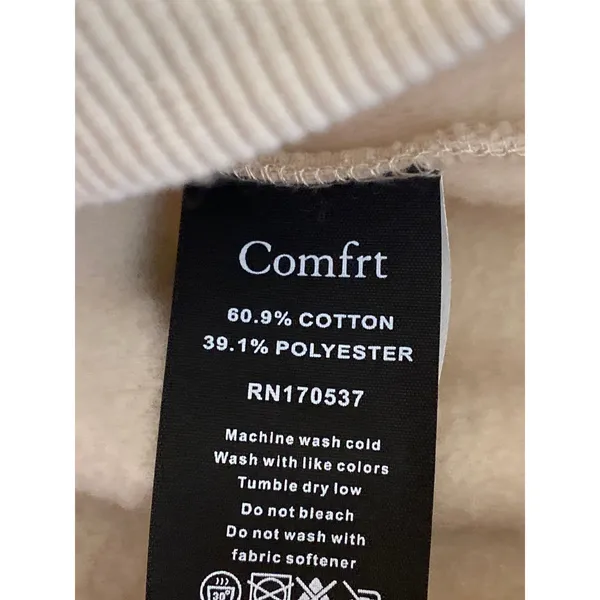 Comfrt Signature Hoodie Beige Embroidered Long Sleeve Sweater Sweatshirt Top XL - Image 6