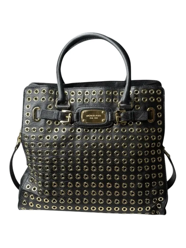 Michael KORS 𖦹 Limited Edition Grommet Large NS Satchel Handbag 𖦹 Black Leather - Image 2