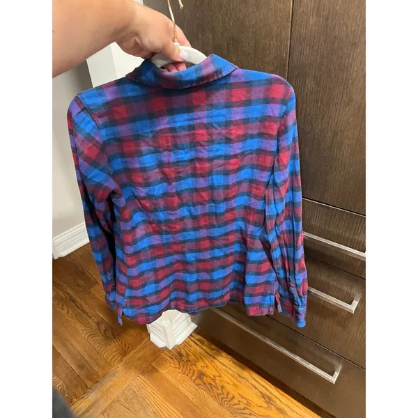 Patagonia Women's Sz 4 Flannel Long‎ Sleeve Organic Cotton Plaid Shirt - Image 4