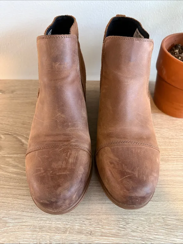 Sorel Evie II Chelsea Wedge Brown Leather Slip On Bootie, 10.5 - Image 2