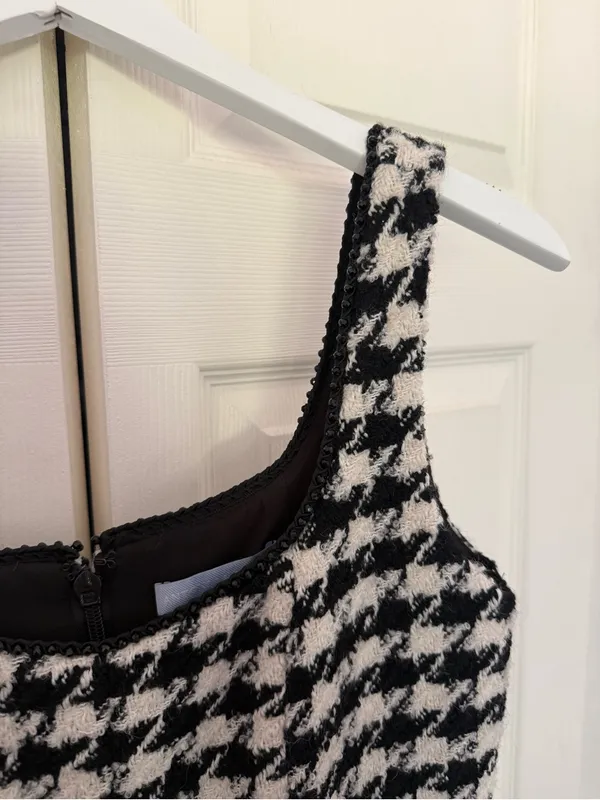Antonio Melani Macy Wool Blend Houndstooth Square Neck Mini Sheath Dress Size 4 - Image 5