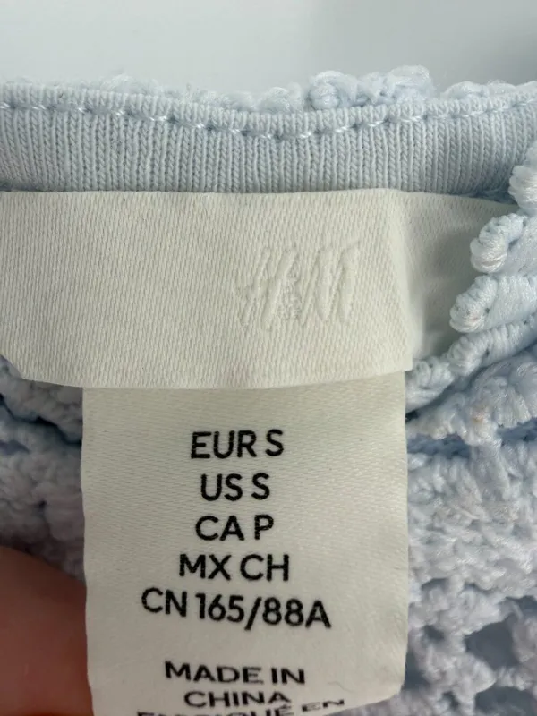 H&M Baby Blue Floral Lace Crochet Crop Cami‎ Top Women's S - Image 7