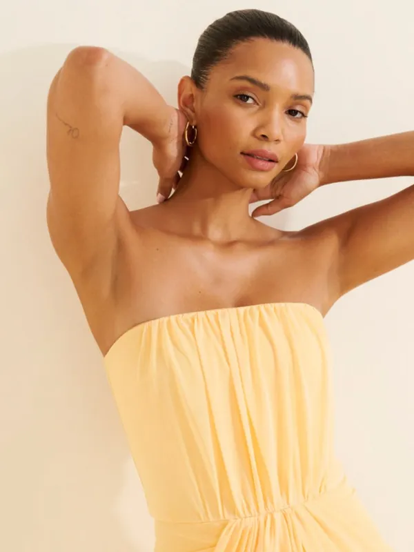 Elliatt Amara Butter Yellow Strapless Sculpted Waist Formal Maxi Dress Size S - Image 16