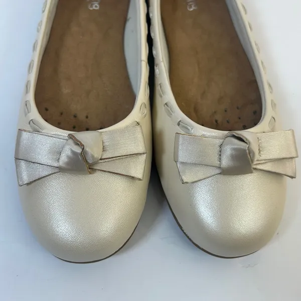 Walking Cradles Fawn Bone Pearl Leather‎ Bow Ballet Flats W0312367 Womens 8.5 - Image 3