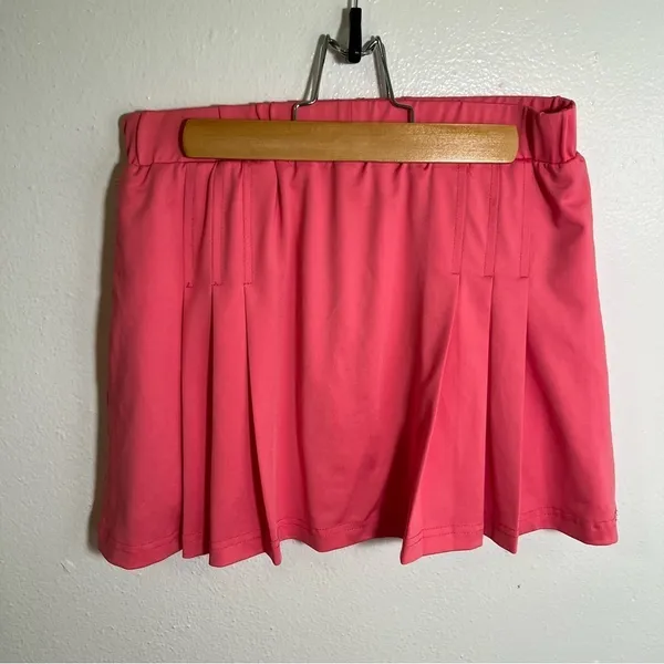 Women's Size XL Pleated Athletic Skort Skirt Shorts Bright Pink Pull On Elastic - Image 6
