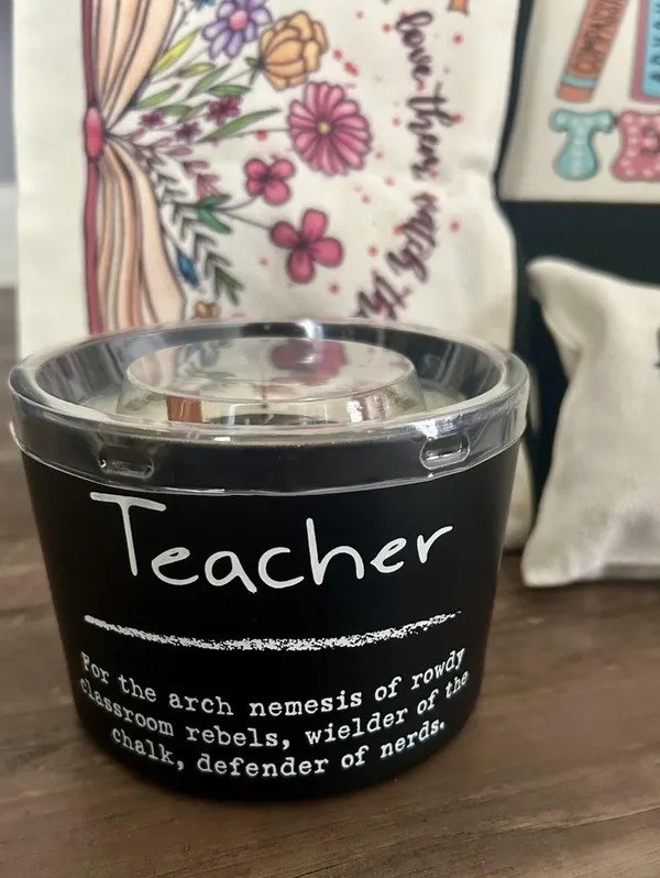 Teacher Appreciation Gifts Bundle W/Canvas Tote, Accessories, Earrings, Candle - Image 6