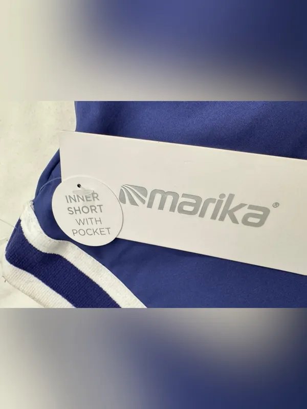 Marika Royal Blue Circle Skirt with White Waistband - Image 3