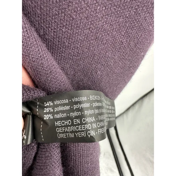Zara Sweater Women Medium Plum Purple Tie Wrap Belted Chunky Thick Crewneck‎ - Image 7