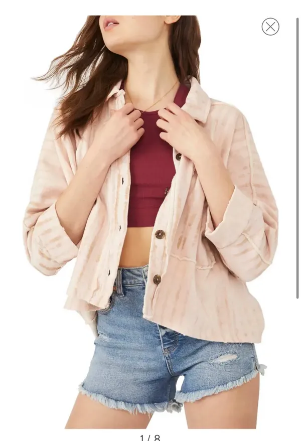 Free People Montauk High/Low Button-Up Shirt Jacket Shacket Tea Combo NWT Size L - Image 2
