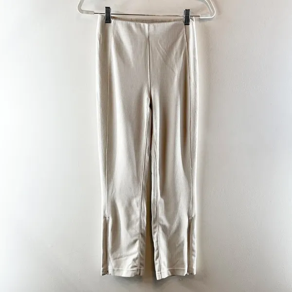 Lululemon Ribbed Softstreme Zip-Leg High-Rise Cropped Pants 25" Bone Cream 4 - Image 4