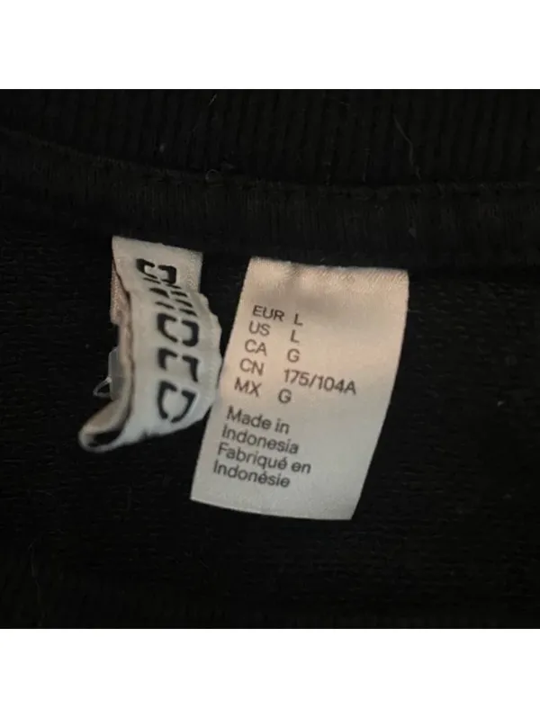 H&M Black Crewneck Sweatshirt Size L Minimalist Cotton Blend Pullover - Image 3