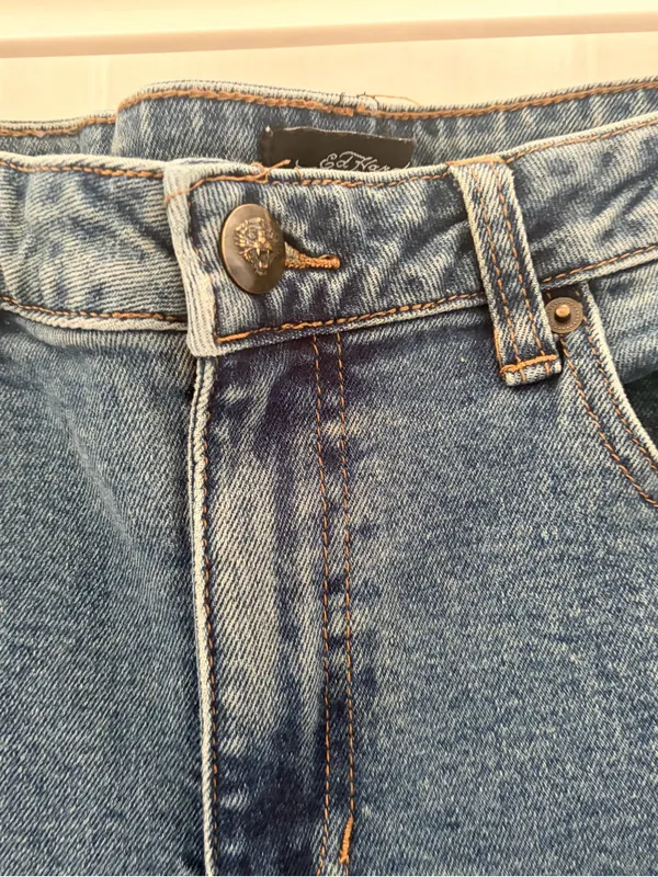 Ed Hardy Blue Graphic Embroidered Bootcut Jeans - Image 4