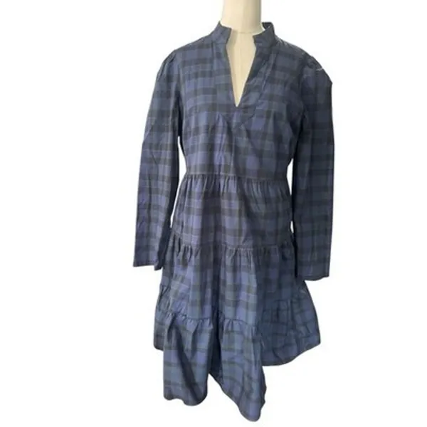 Sail To Sable Blackwatch Plaid Tunic Flare Dress Green Navy Tartan Womens Medium - Image 14
