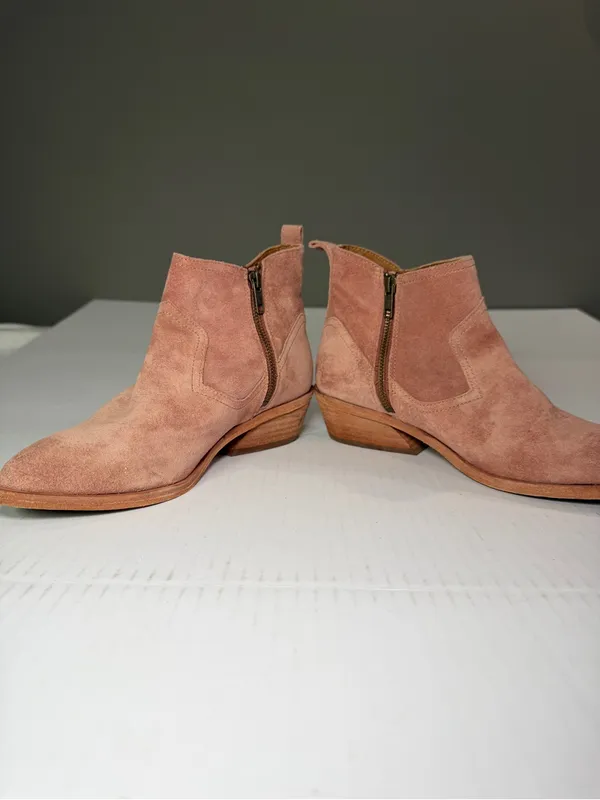 Frye Pink Suede Pointed Toe Ankle Booties - Image 6