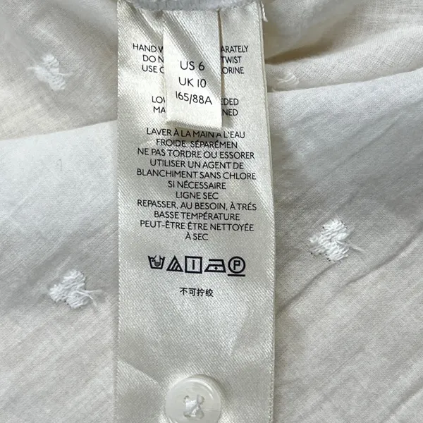 Maeve Anthropologie White Pineapple Embroidered Button Down Shirt Size 6 - Image 10