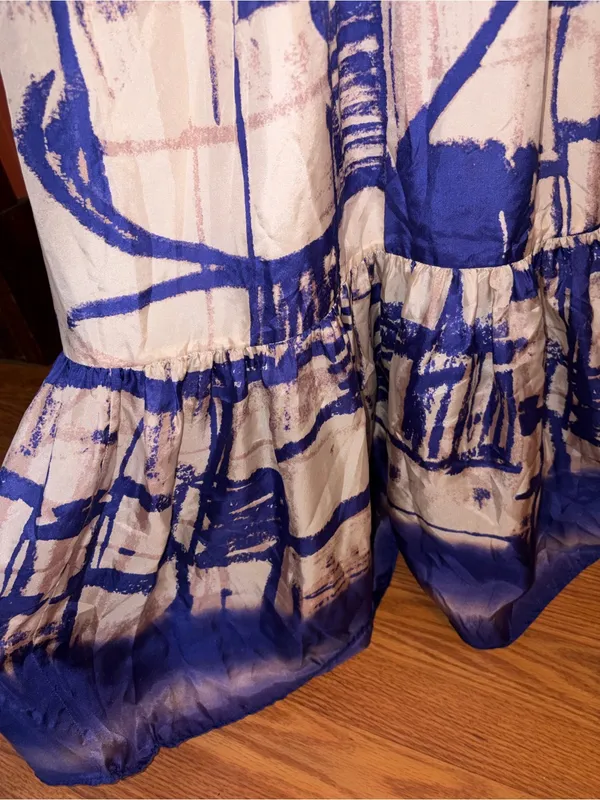Blue and White Abstract Print Maxi Skirt - Image 5