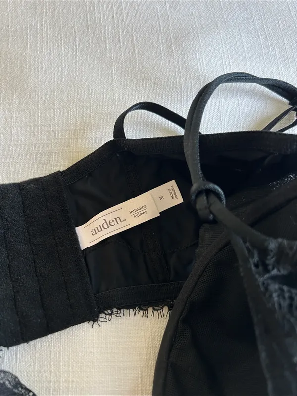 Black Lace Longline Bralette Size M - Image 2