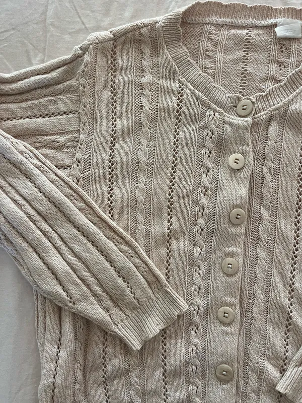 Vintage Cardigan Sweater Tan - Image 2