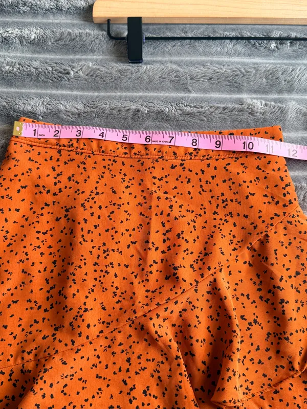 Altar'd State Mini Skirt Size XS Orange & Black Dotted Ruffle Dopamine Whimsical - Image 5