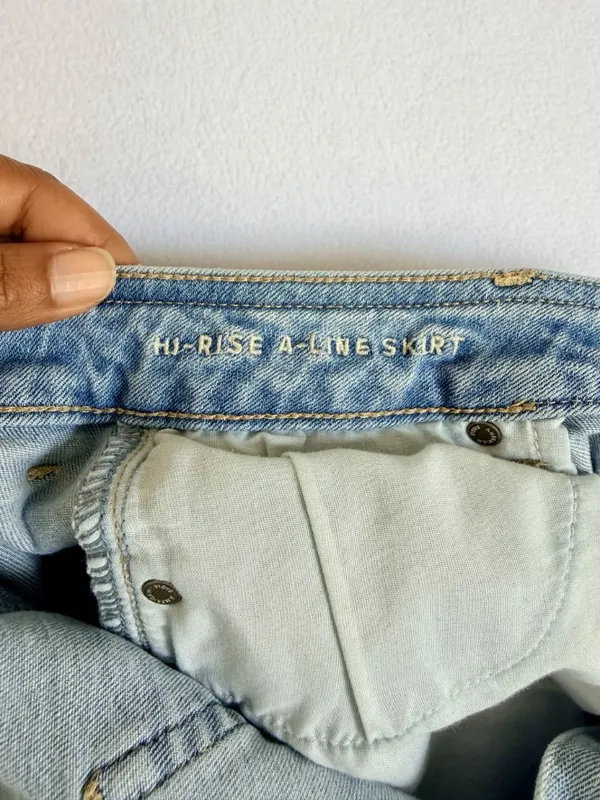 American Eagle Womens Size 00 High Rise A-Line Denim Mini Skirt‎ Button Front - Image 11