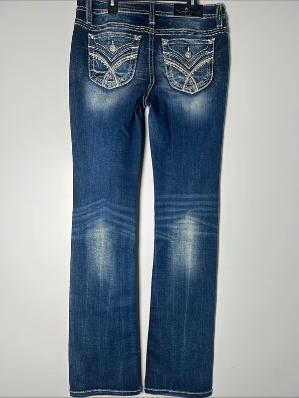 Miss Me Jeans Women's Size 30 Embroidered Embellished Pockets Slim Bootcut Jeans - Image 11