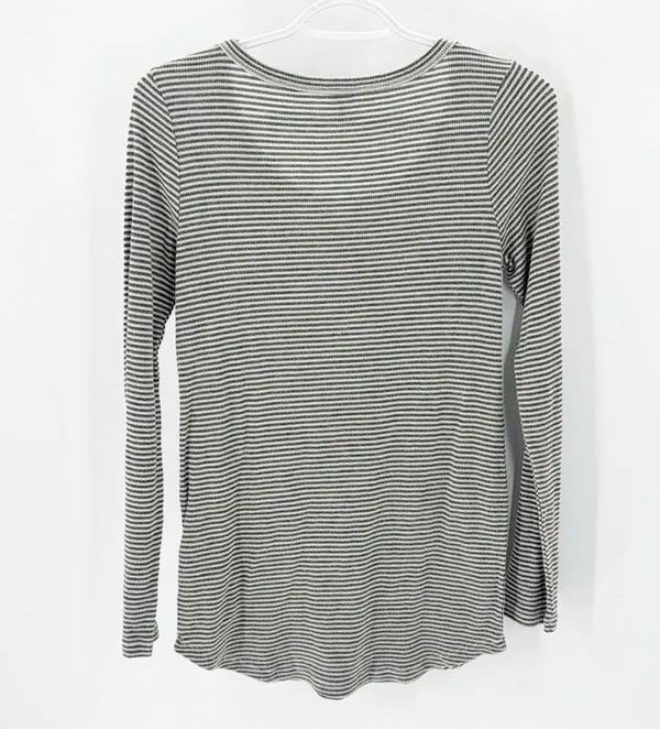 SPLENDID THERMAL FOREVER HENLEY lightweight casual gray striped longline - Image 6