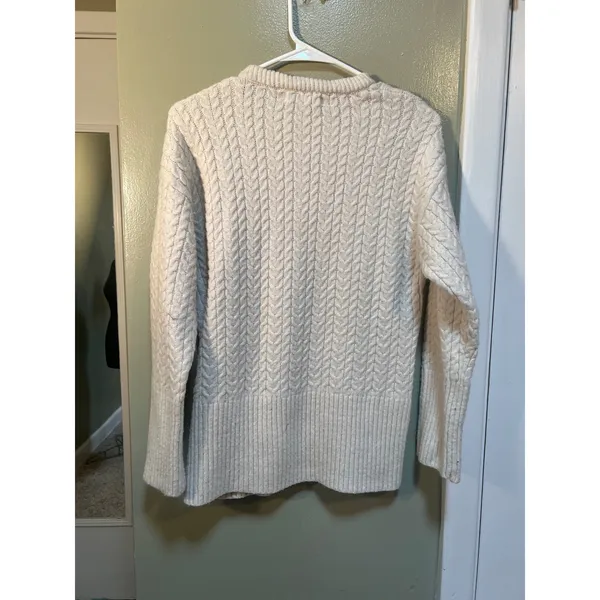 Primark Womens Size Small Crewneck Sweater Cream Beige Textured Herringbone Knit - Image 5
