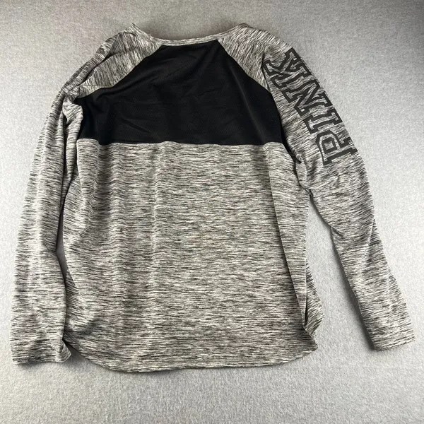 Victoria’s Secret PINK Women's Gray Marl Top Shirt Black Mesh Back Size M Medium - Image 2