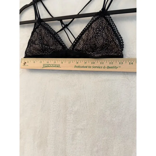 Victoria's Secret Black Lace Strappy Bralette Medium Triangle Cross Back Mesh - Image 3