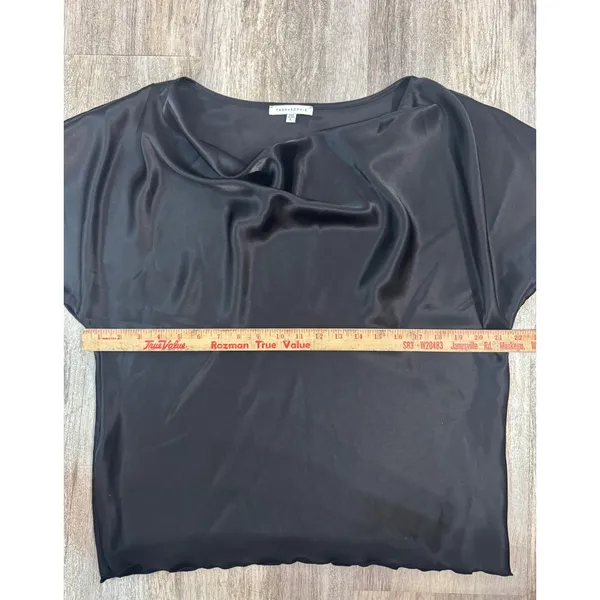 TASH+SOPHIE Black Drape Neck Short Sleeve Top Made in USA Size‎ L - Image 4