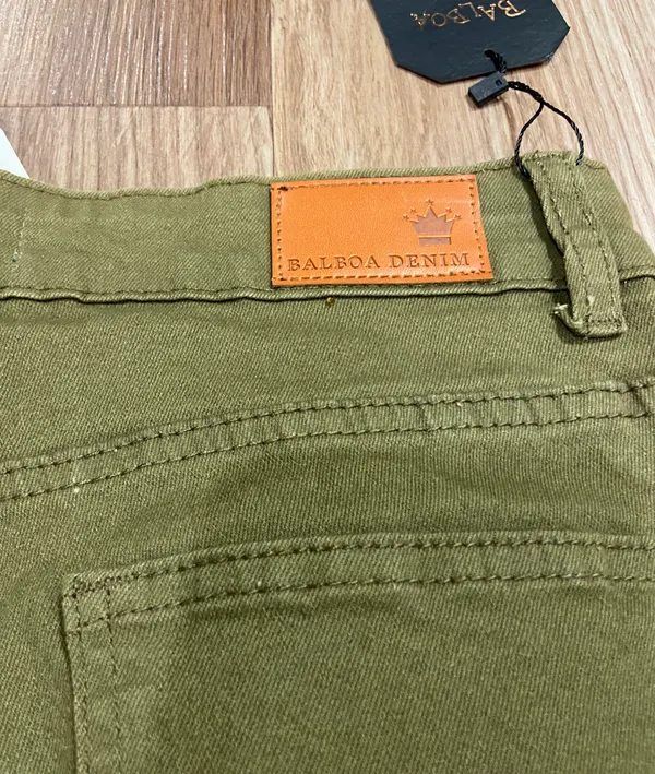 Balboa Denim Khaki Green Ripped Jeans - Image 4