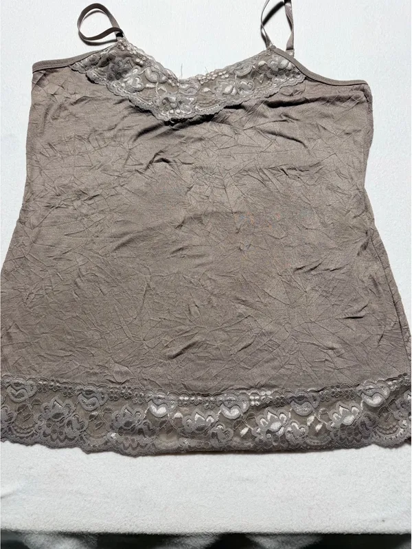 Brown Lace Trim Camisole Tank Top - Image 7