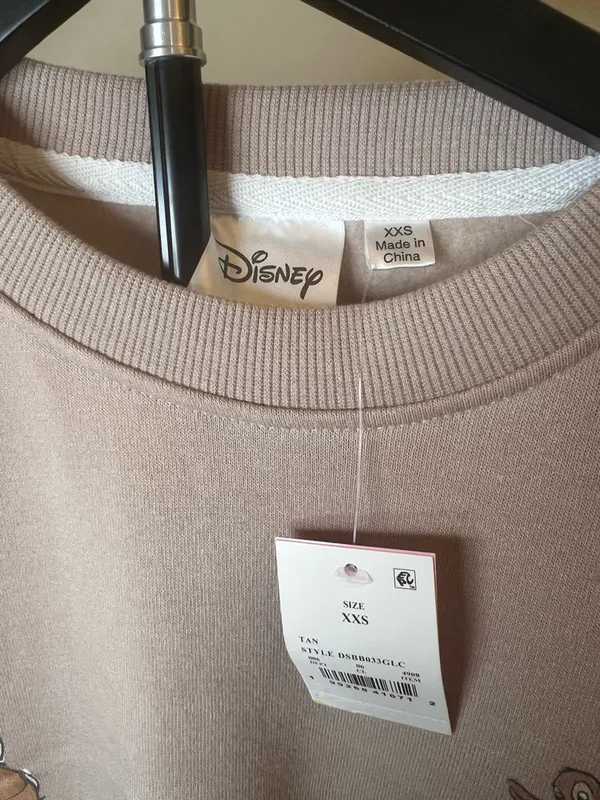Disney Bambi Sweatshirt XXS Tan‎ Thumper Flower Graphic Crewneck - Image 7