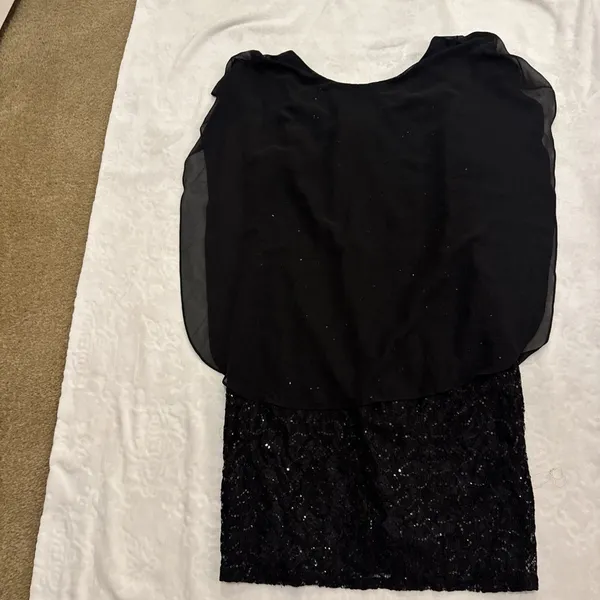 Midnight Velvet Black Sequin Mini Dress Sz 14 - Image 4