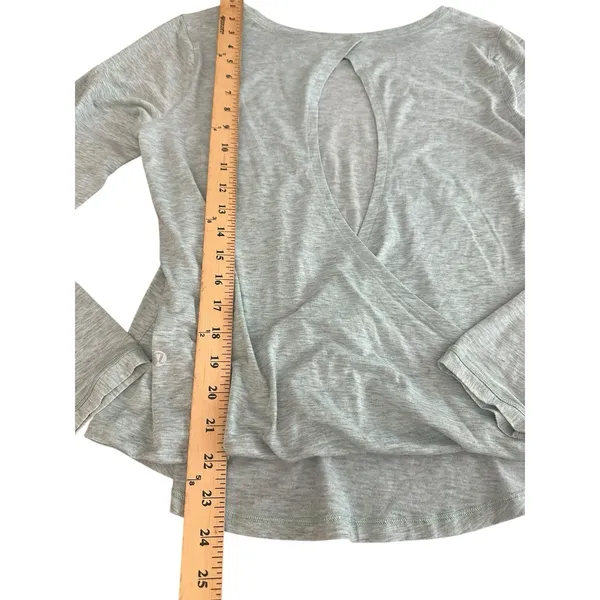 Lululemon Shirt Wild Twist Long Sleeve‎ Size~8 Heathered Tonic Sea Blue #DD9-6 - Image 5