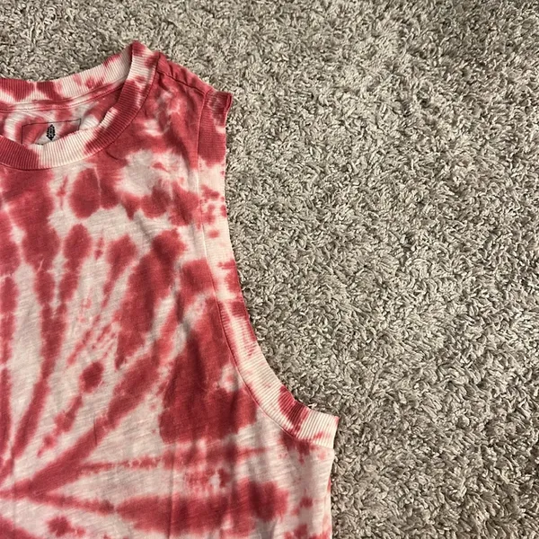 Free People Movement red and white tie dye cropped muscle tank Sz S - Image 5