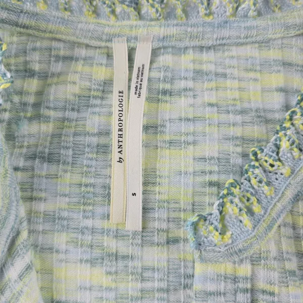 By Anthropologie -641 Crochet Ruffle Tank Top Sleeveless Knit‎ Blue Size Small - Image 7