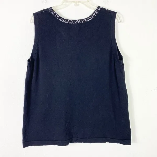Maggie Barnes Black Embroidered Neckline Sleeveless Shirt Top Size - Image 2