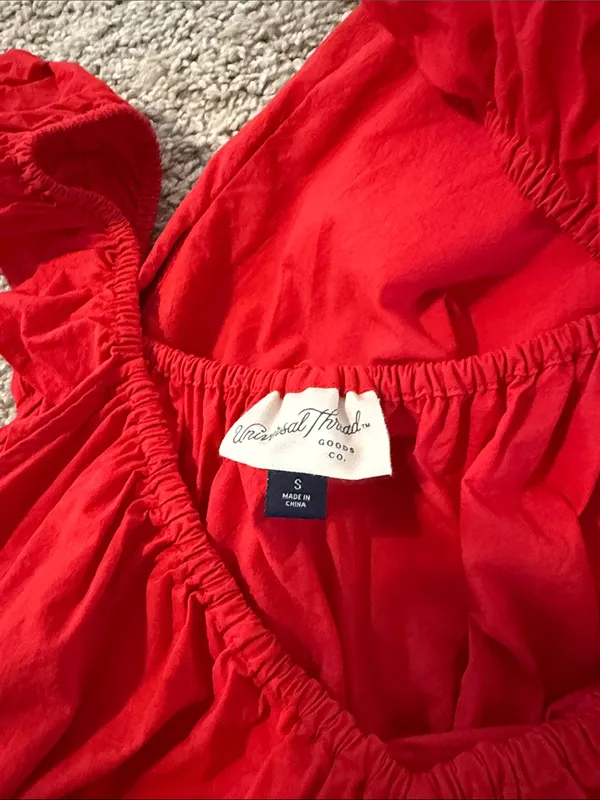 Universal Thread Bright Red Tiered Maxi Dress with Ruffle Straps - Image 3