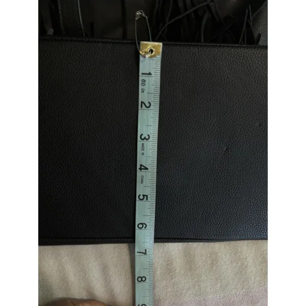 Lionel Handbag Fringe Braided Handles Zip Close Logo Large Compartment‎ - Image 9