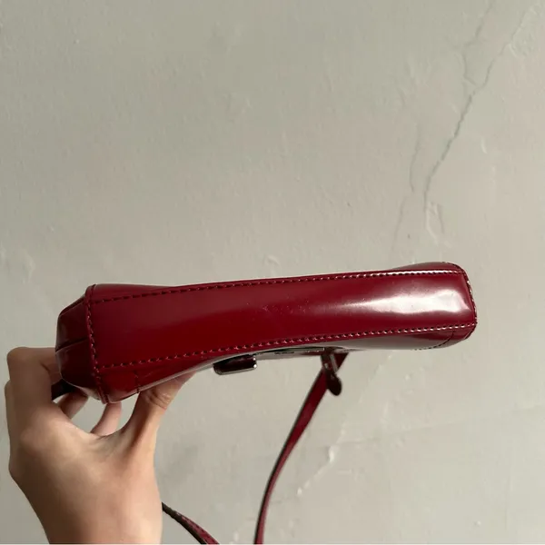 Vintage Lauren Ralph Lauren Cow Leather Red Shoulder Bag Y2K Country Western - Image 10
