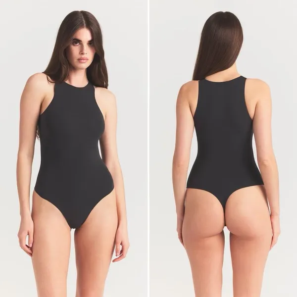 Skims Fits Everybody High Neck Bodysuit in Black Size XL - Image 2