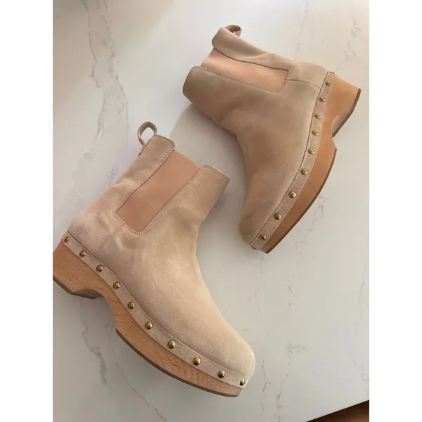 J. CREW Faux Fur Lined Clog Boots in Suede Size 11 - Image 4