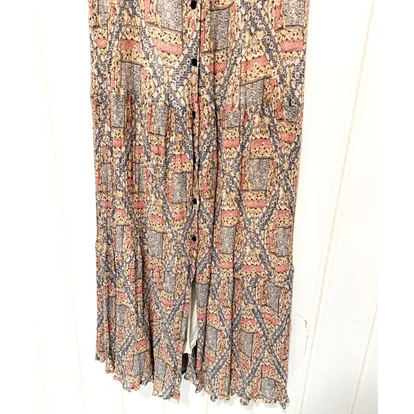Sezane Raiana Dress Long Sleeveless Embroidered Patchwork Button Maxi 36 - Image 8