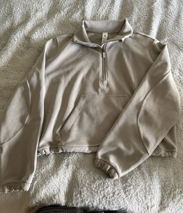 Lululemon Brushed Softstreme Half-Zip pullover in Beige - Image 2