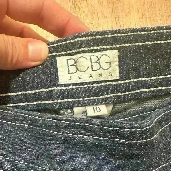 BCBG JEANS |‎ Women's Dark Wash Contrast Stitch High Rise Straight Leg Jeans, 10 - Image 3