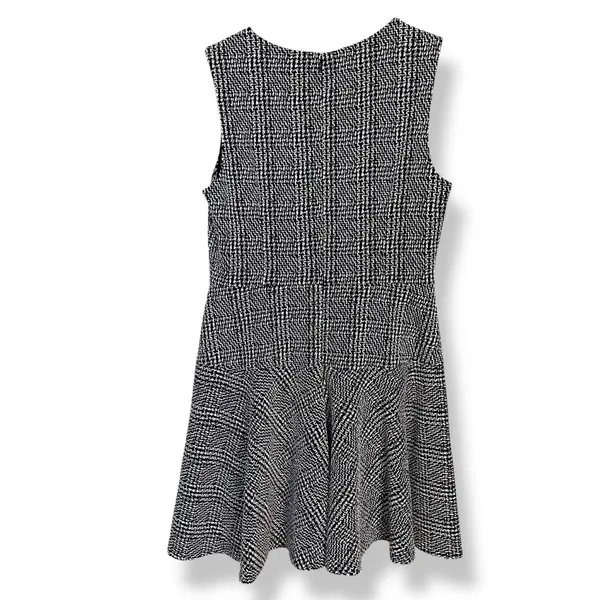 Eliza J. Women Dress 16 Navy Blue White Plaid V-Neck‎ Fit and Flare Sleeveless - Image 2